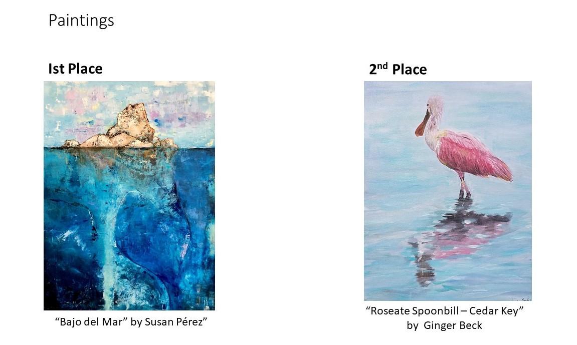 Paintings "Bajo del Mar" and "Roseate Spoonbill"