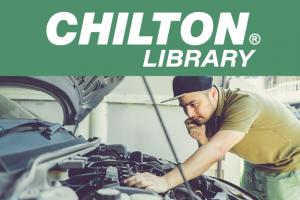 Chilton Library logo and man working on car