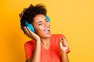 person with headphones on