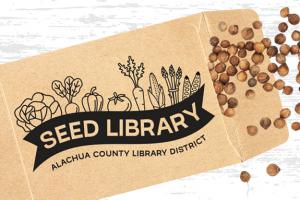 Seed Library logo on packet of seeds