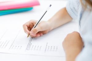 Woman taking a test