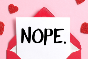 nope text image with heart shapes around it