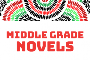 Middle Grade Novels text illustration surrounded by rows of red, green, and black