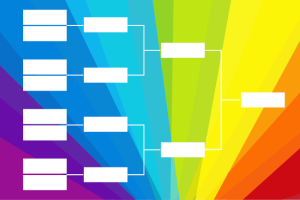 Bracket on a rainbow background