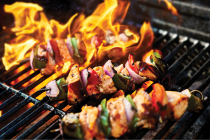 Skewers on a grill