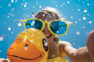 Girl smiling in swimsuit