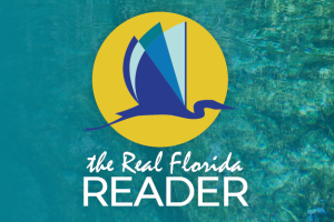 The Real Florida Reader logo illustration of flying bird