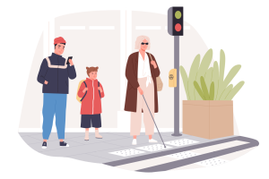 illustration of someone walking with a cane