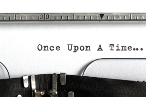 Once Upon a Time typed on paper on a typewriter