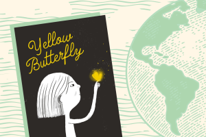 cover image for Yellow Butterfly by Oleksandr Shatokhin and an illustration of the world 
