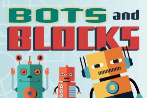 Bots and Blocks text illustration with robots