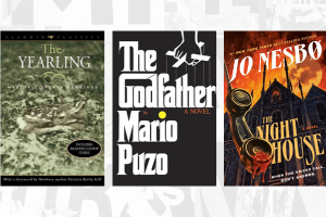 Cover images for The Yearling by Marjorie Kinnan Rawlings, The Godfather by Mario Puzo, and The Night House by Jo Nesbo.
