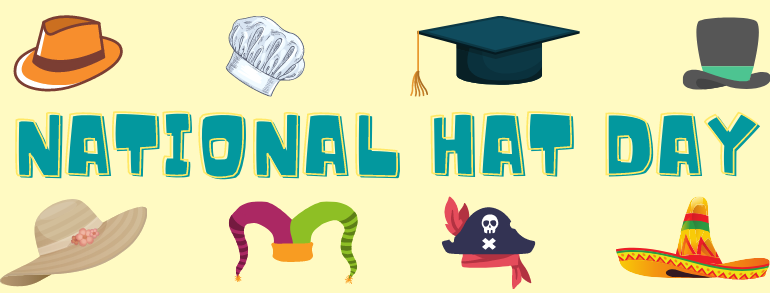 Blog Header that reads "National Hat Day" with images of Hats
