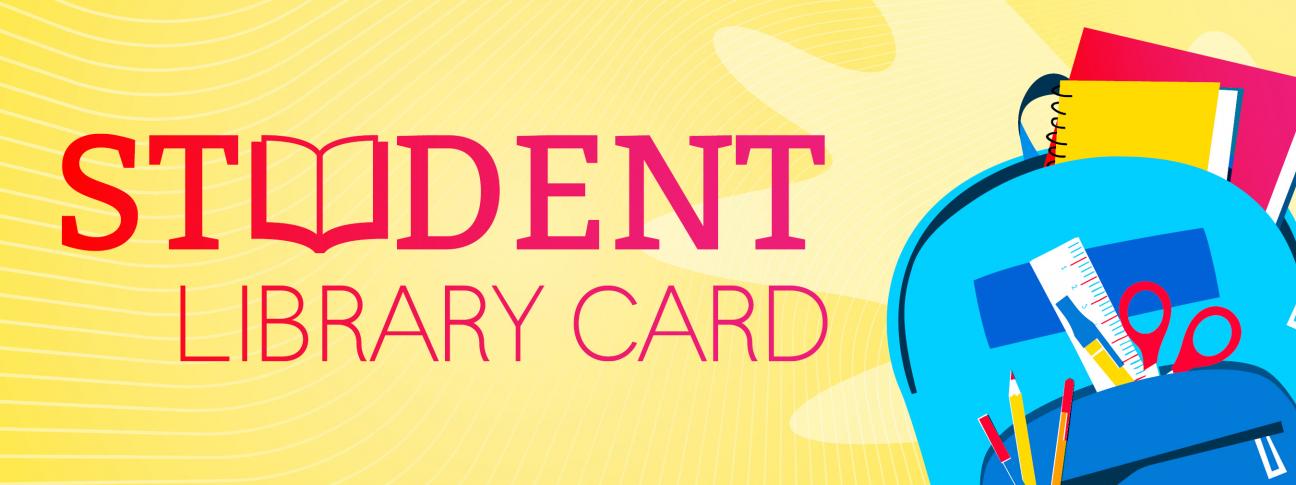 Student Library Card with illustration of a backpack filled with school supplies.