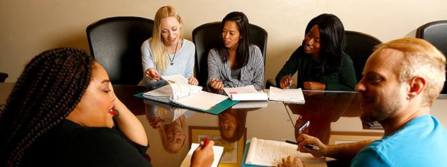 Group meeting in Foundation Room at Headquarters Library