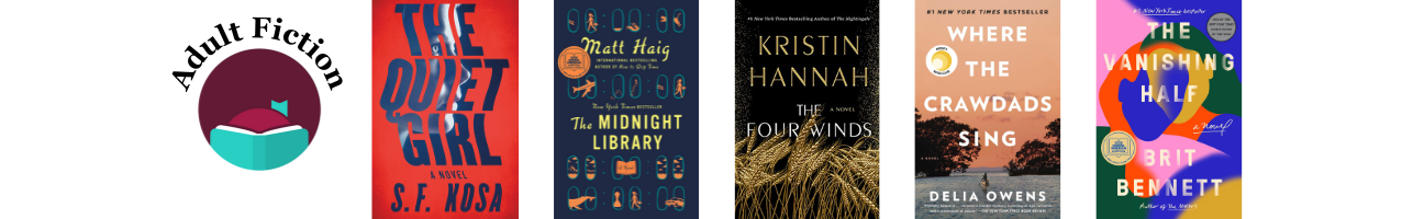 Adult fiction, digital: five book covers that are linked to below.