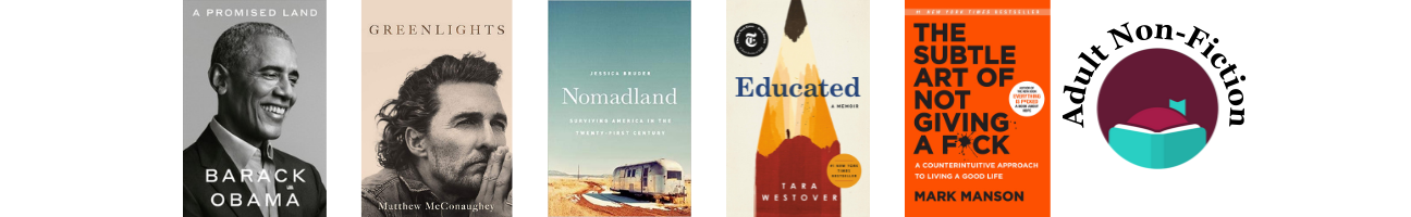 Adult nonfiction, digital: Five book covers that are linked to below.