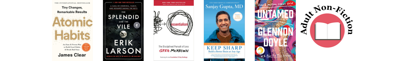 Adult nonfiction, print: Five book covers that are linked to below.