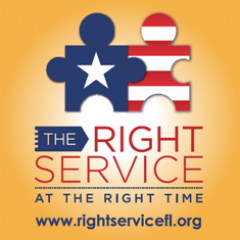 The Right Service at the Right Time logo of two puzzle pieces www.rightservicefl.org