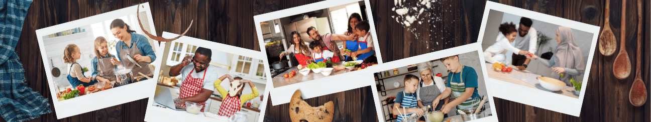 Blog Header with Photographs of Families Cooking Together
