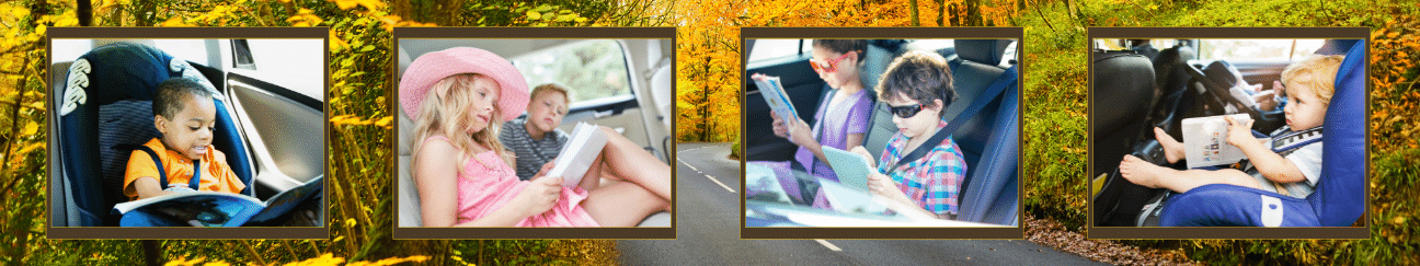 Photographs of Children Reading in Cars