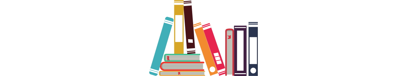 Banner art with the image of a pile of books