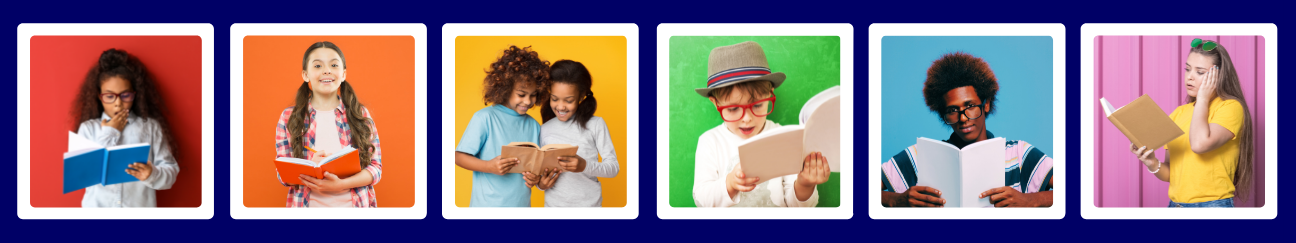 Header with images of youth reading