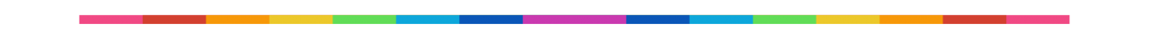 A thin rainbow line, starting with pink at each end and ending with purple in the middle