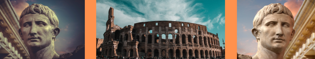 Statue of Julius Caesar and the Colosseum