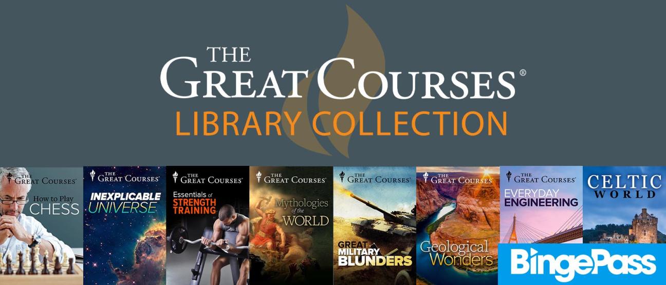 The Great Courses Library Collection logo above images of courses