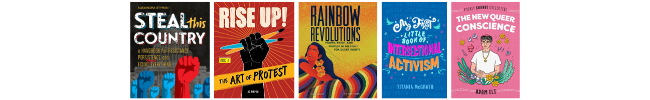 A series of book covers side by side -- titles and authors are listed below the image.