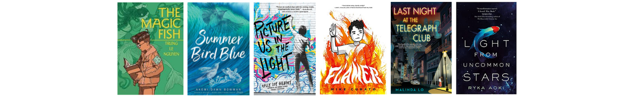 A series of book covers side by side -- titles and authors are listed below the image.