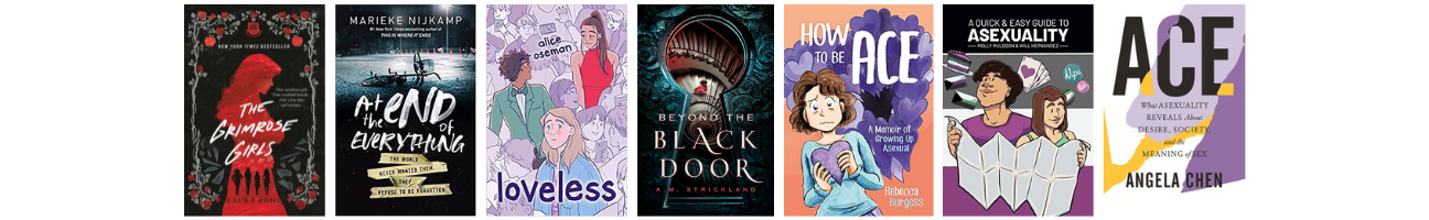 A series of book covers side by side -- titles and authors are listed below the image.