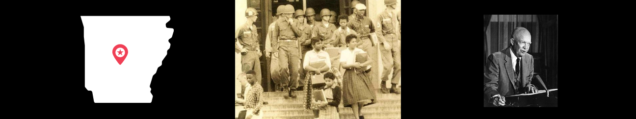 Alabama state outline, Little Rock Nine, President Eisenhower