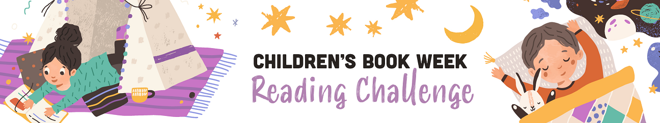 Children's Book Week Reading Challenge illustration of children reading