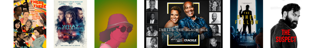 A long thin banner with six movie and TV show covers. The corresponding titles are listed below.