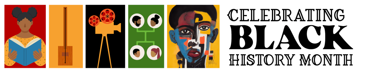 Celebrating Black History Month text illustration
