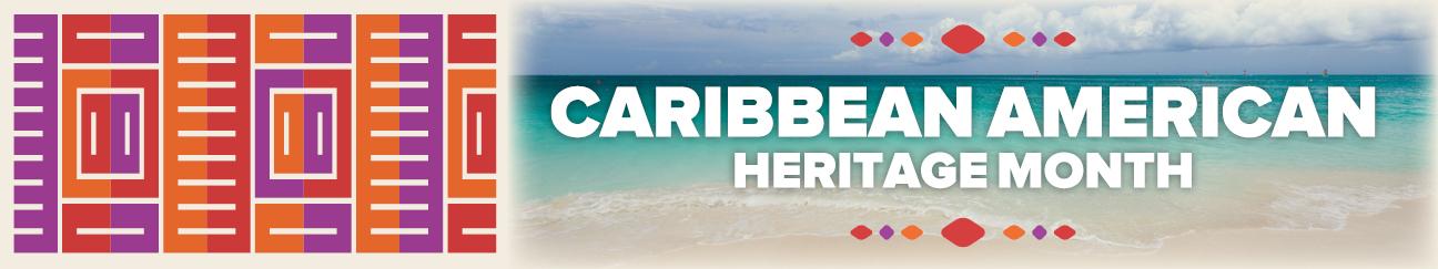 Caribbean American Heritage Month text illustration with beach background