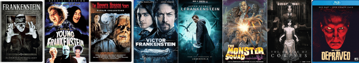 Adult DVDs of Frankenstein Adaptations