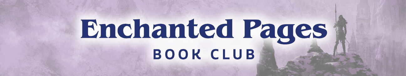 Enchanted Pages Book Club banner person on mountain