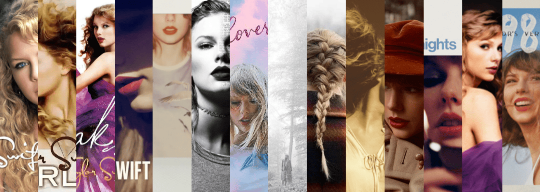 Taylor Swift album covers side by side