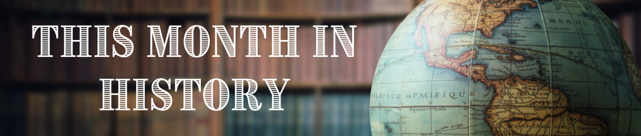 This Month in History picture of a globe, books