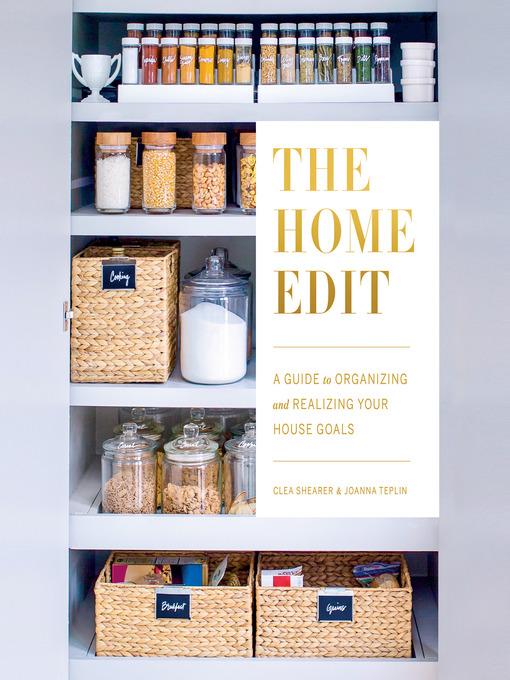 Photo of a book cover of "The Home Edit" showing an organized pantry.