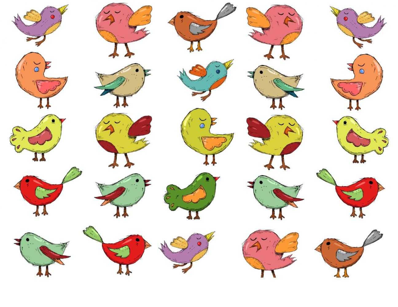collage of various animated birds