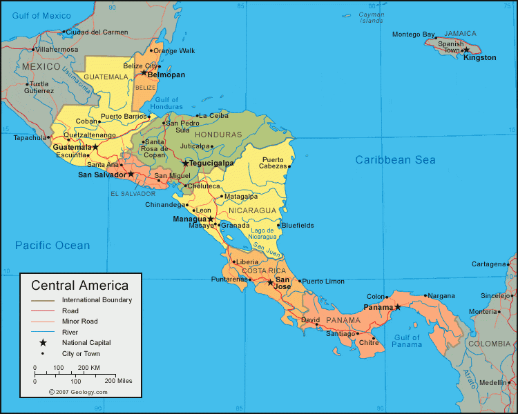 Map of Central America