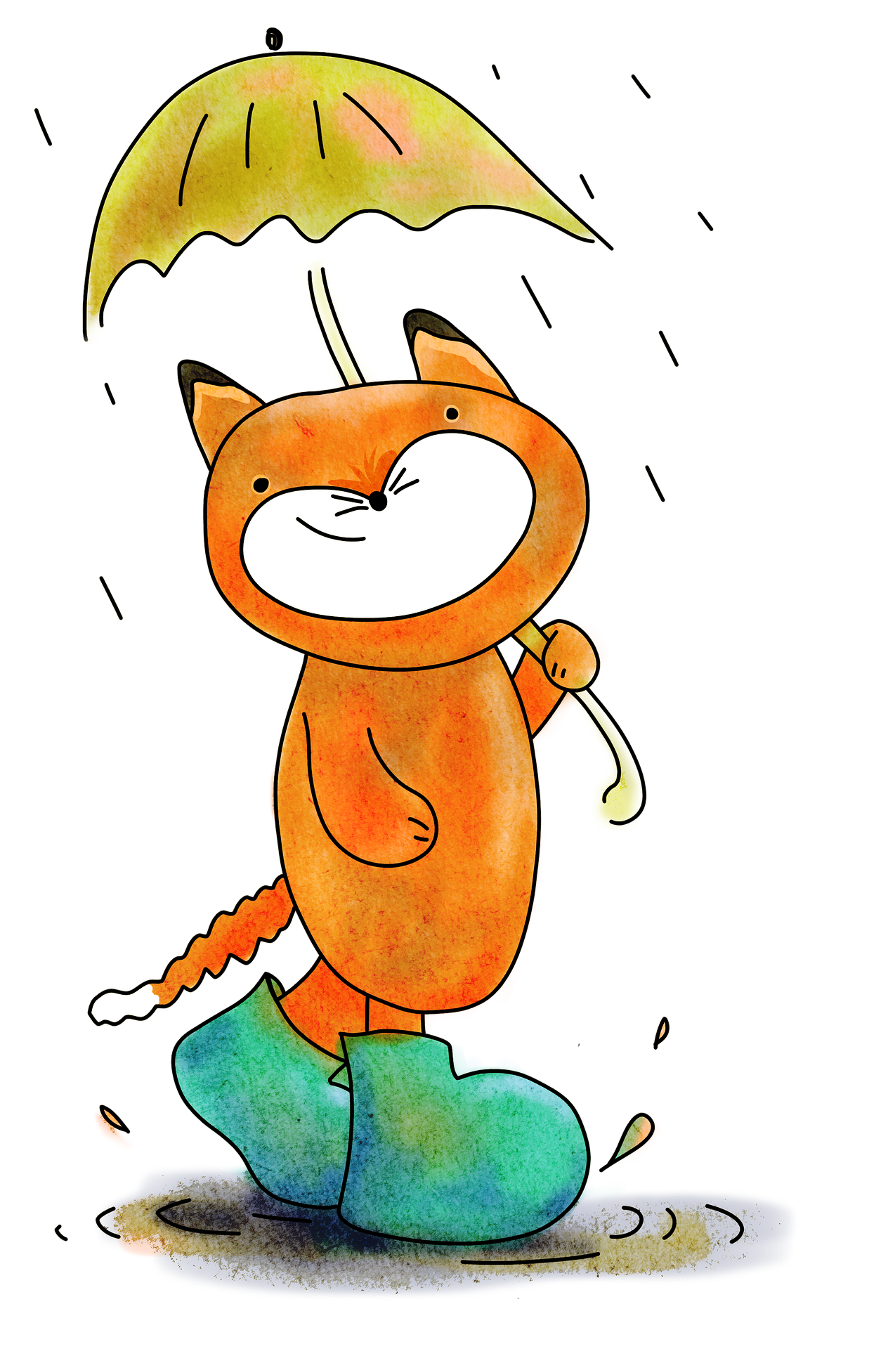 cartoon fox in rain cartoon fox in rain