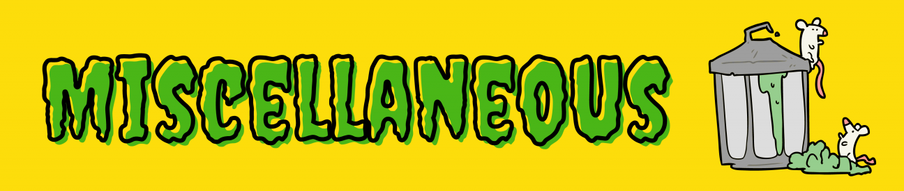 Miscellaneous header text: Miscellaneous, image: two rats and a gross garbage can