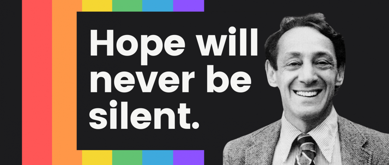 Harvey Milk image: "Hope will never be silent."