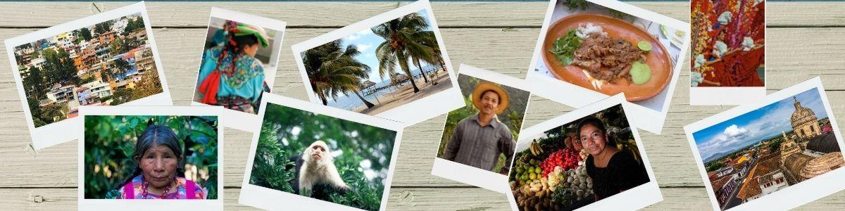 Hispanic Heritage Month Header for Central America - Images of South America, such as people, food, and destinations.