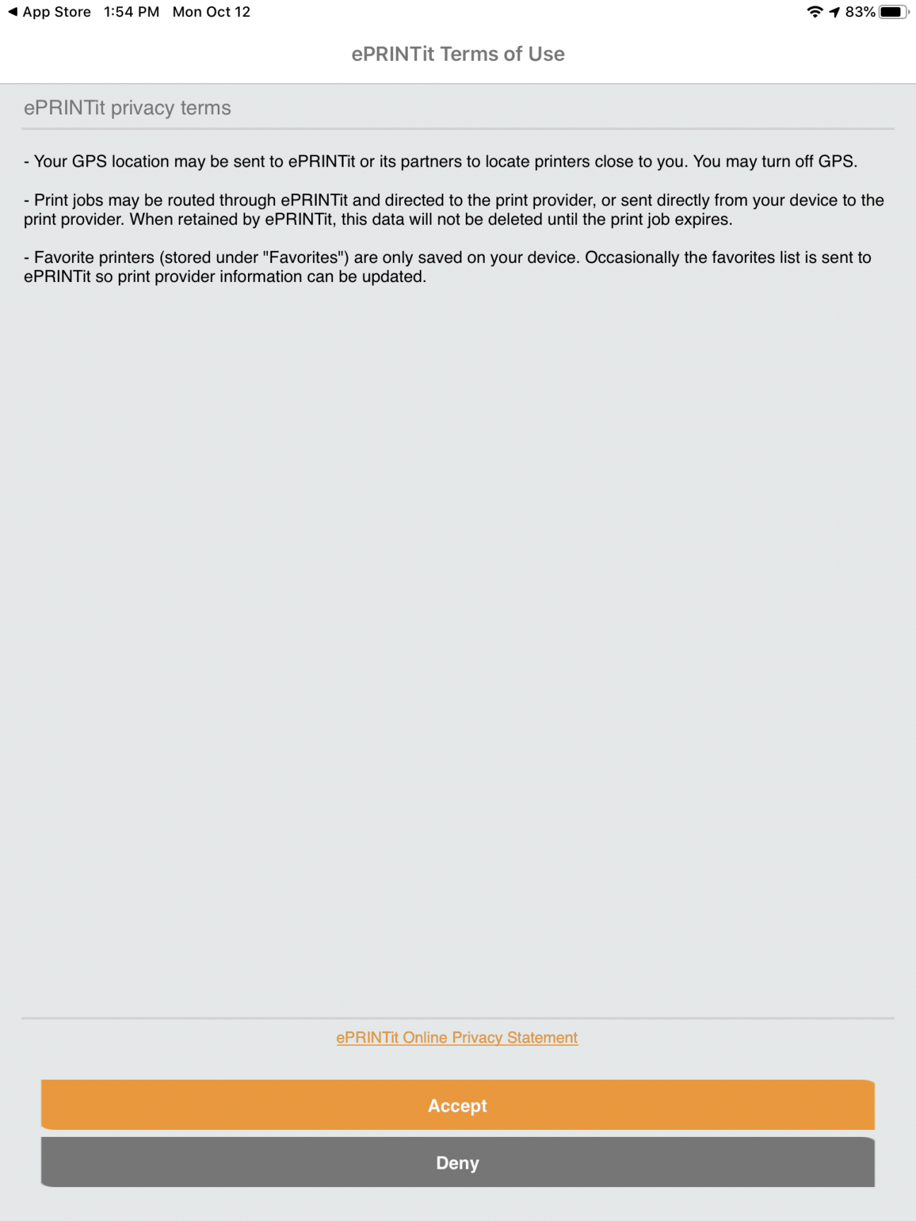 Accept privacy terms